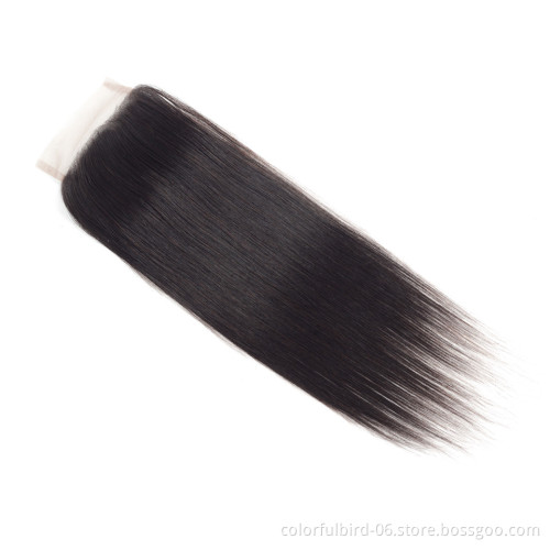 Straight Closure Swiss Lace Closures Remy 100% Human Hair Closure Peruvian  4x4 Straight human hair